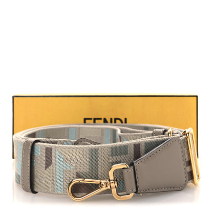 Fendi Jacquard Ribbon Vitello King FF Bi-Color Intreccio Adjustable Strap You Grey Multicolor 5 of 5