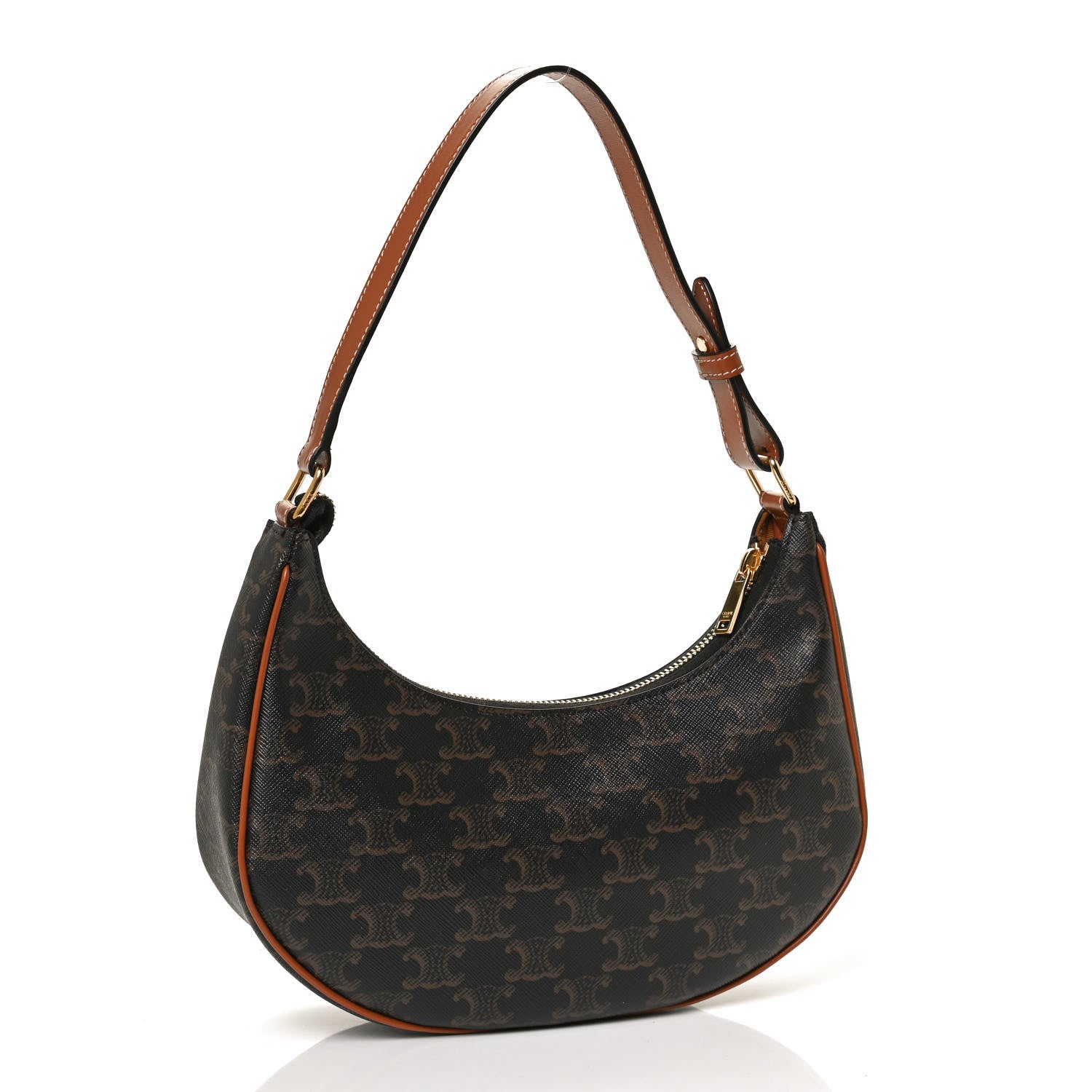Celine Triomphe Canvas Calfskin Ava Shoulder Bag Tan 2 of 10