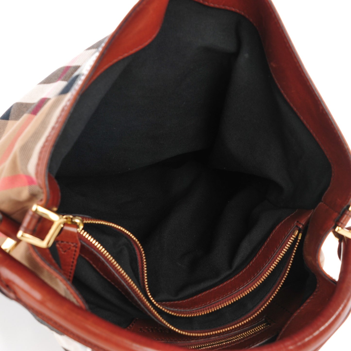 House Check Bridle Calfskin Medium Gosford Hobo Dark Tan