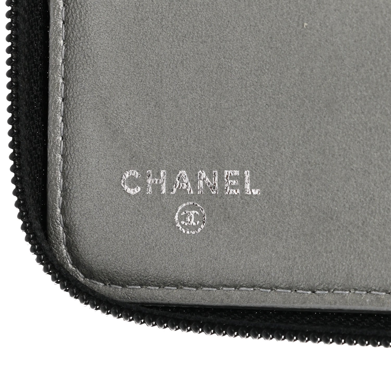 Chanel Lambskin Camellia Embossed Zip Around Organizer Wallet Black 6 of 14