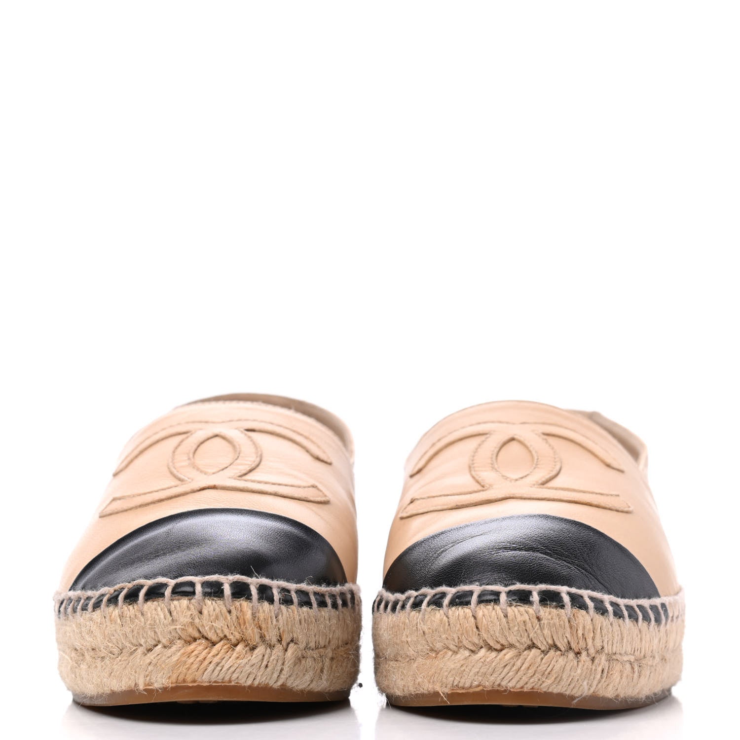 Chanel Lambskin CC Espadrilles 35 Beige Black 2 of 22