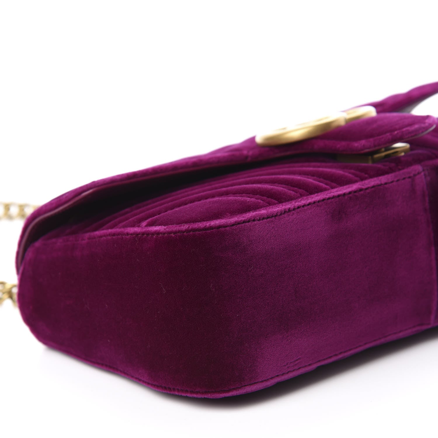 Gucci Velvet Matelasse Small GG Marmont Shoulder Bag Fuchsia Violet Cyclamen 6 of 10