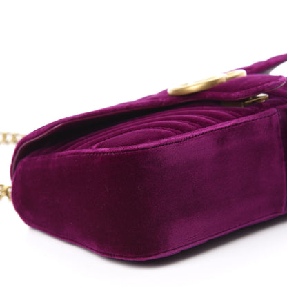 Gucci Velvet Matelasse Small GG Marmont Shoulder Bag Fuchsia Violet Cyclamen 6 of 10