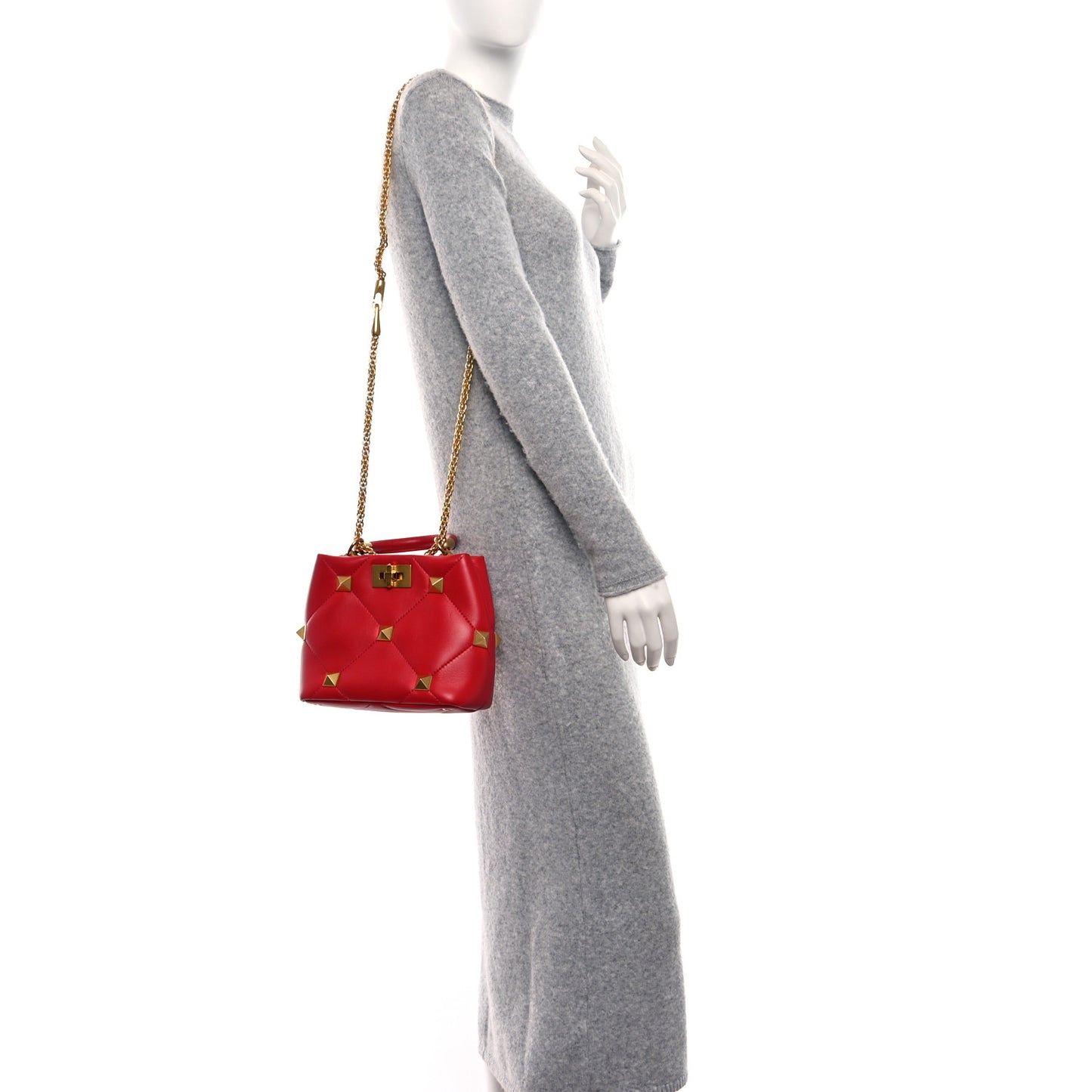 Nappa Small Roman Stud The Handle Bag Rouge Pur