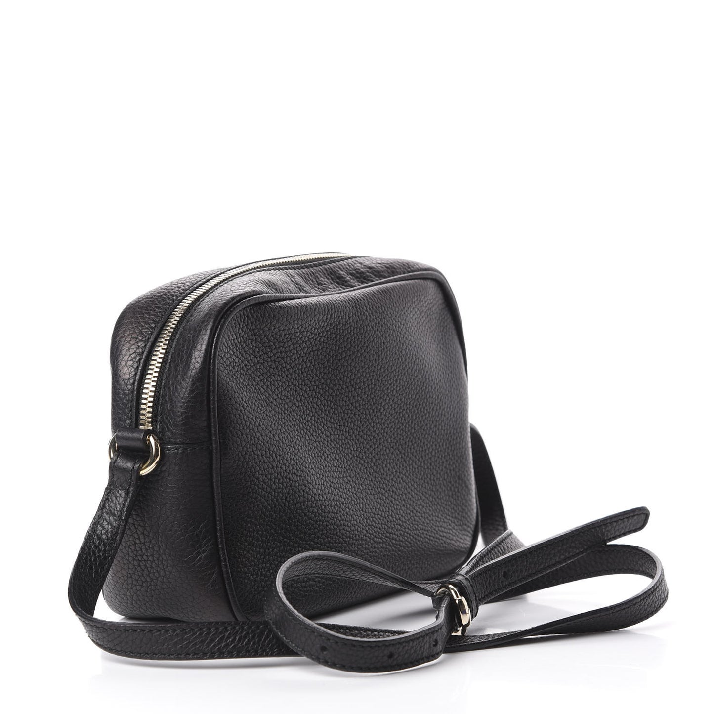 Pebbled Calfskin Small Soho Disco Bag Black