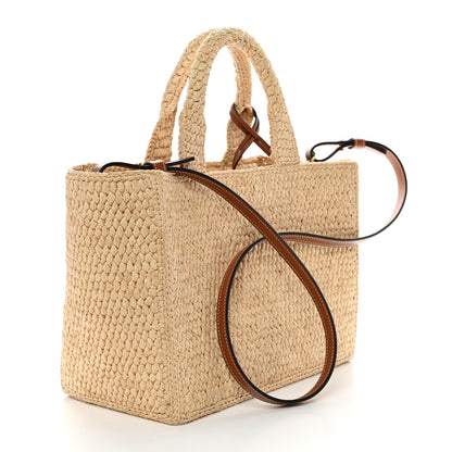 Celine Raffia Calfskin Triomphe Small Cabas Thais Tan 4 of 10
