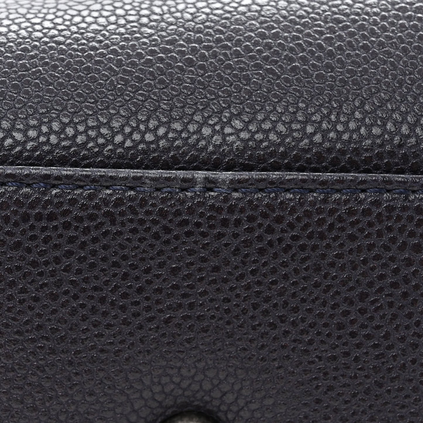 Metallic Grained Calfskin Woven Chain Medium Shopping Tote Dark Navy