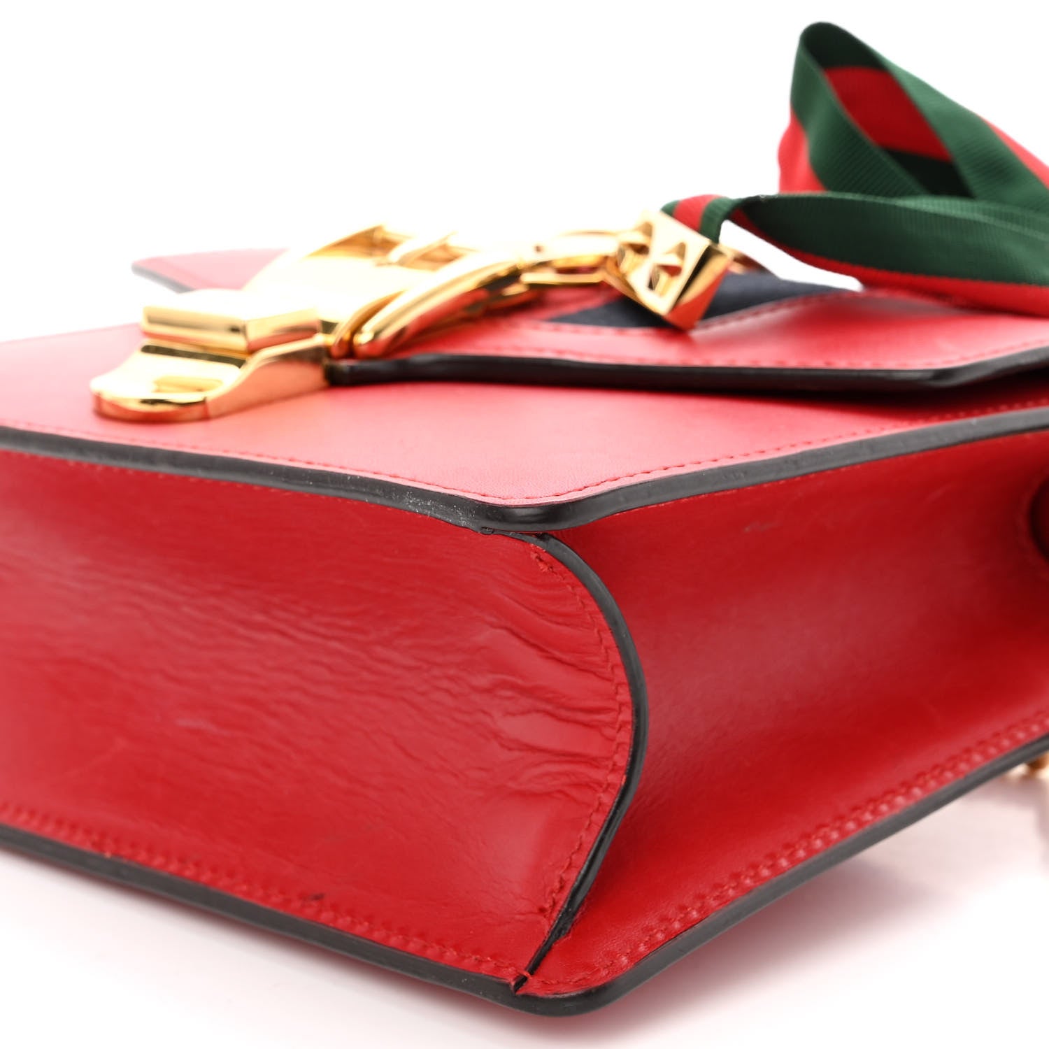 Gucci Calfskin Mini Sylvie Chain Shoulder Bag Hibiscus Red 9 of 13