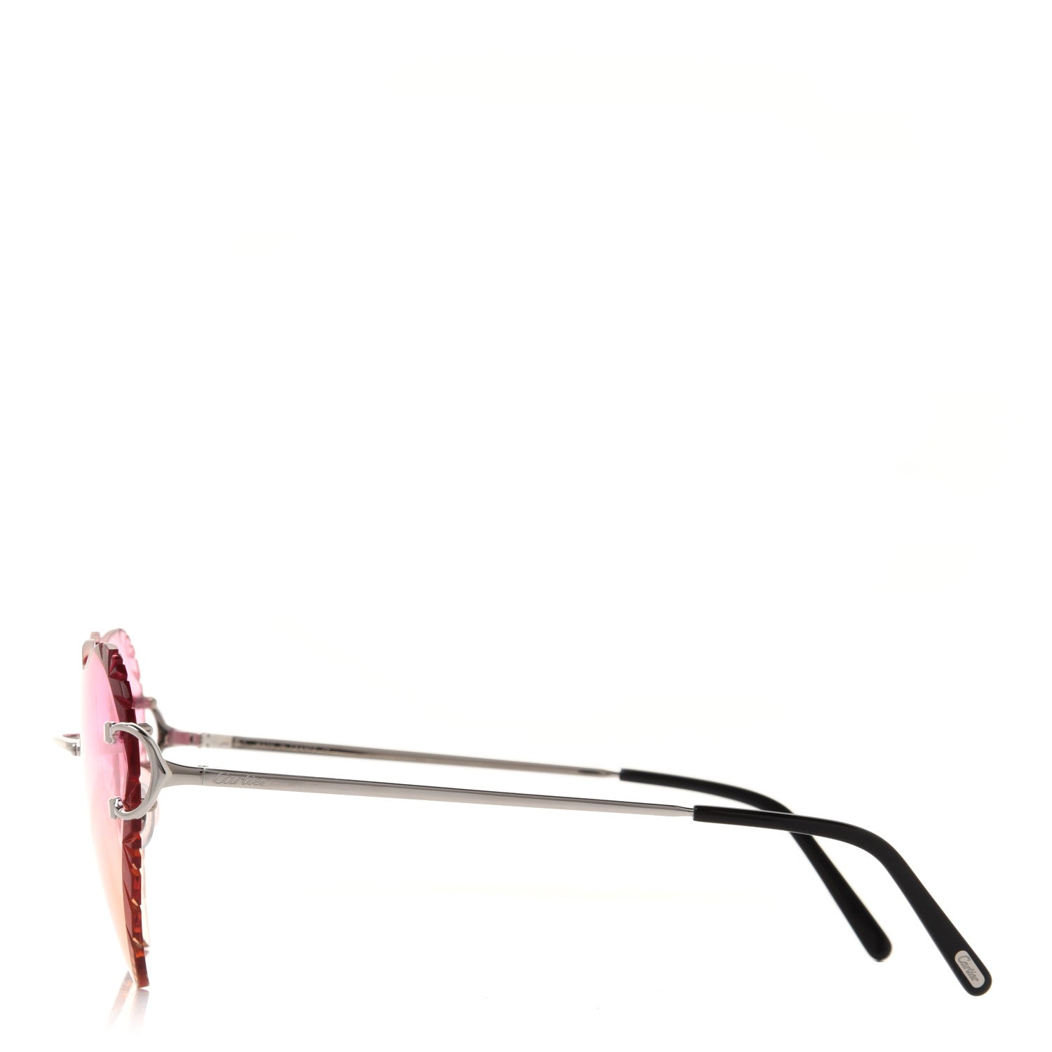 Cartier Metal Rimless Heart Sunglasses CA5F02AE Pink Yellow 3 of 9