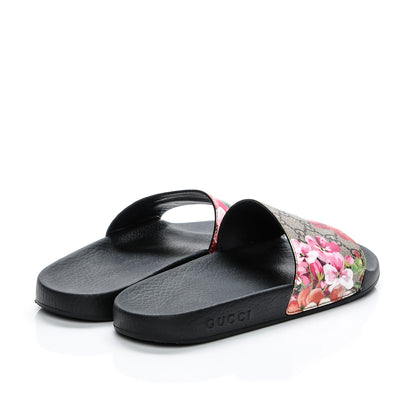 Gucci GG Supreme Monogram Blooms Slide Sandals 38 Beige Multicolor 3 of 6