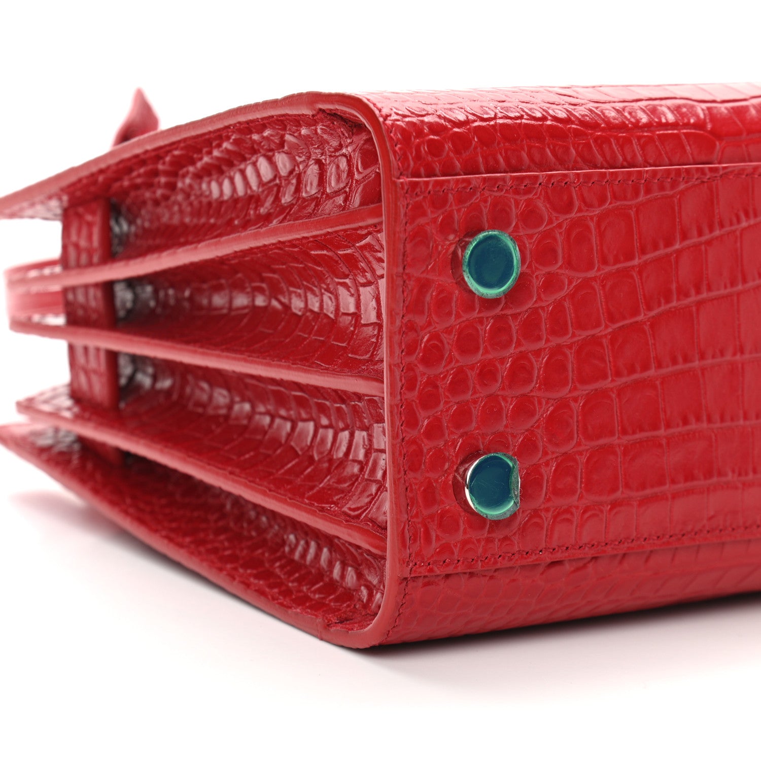 Saint Laurent Calfskin Crocodile Embossed Nano Sac De Jour Red 9 of 10