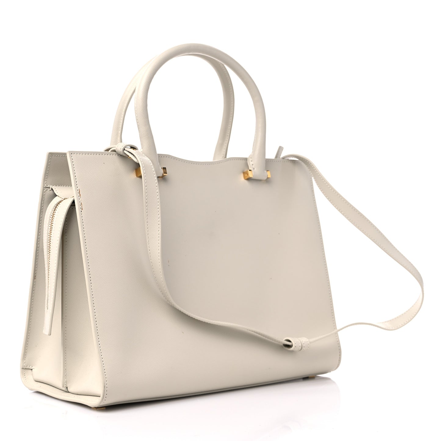 Shiny Calfskin Medium Uptown Tote White