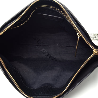 Burberry Signature Grain Calfskin Check Embossed Small Chichester Crossbody Clutch Bag Black 5 of 9