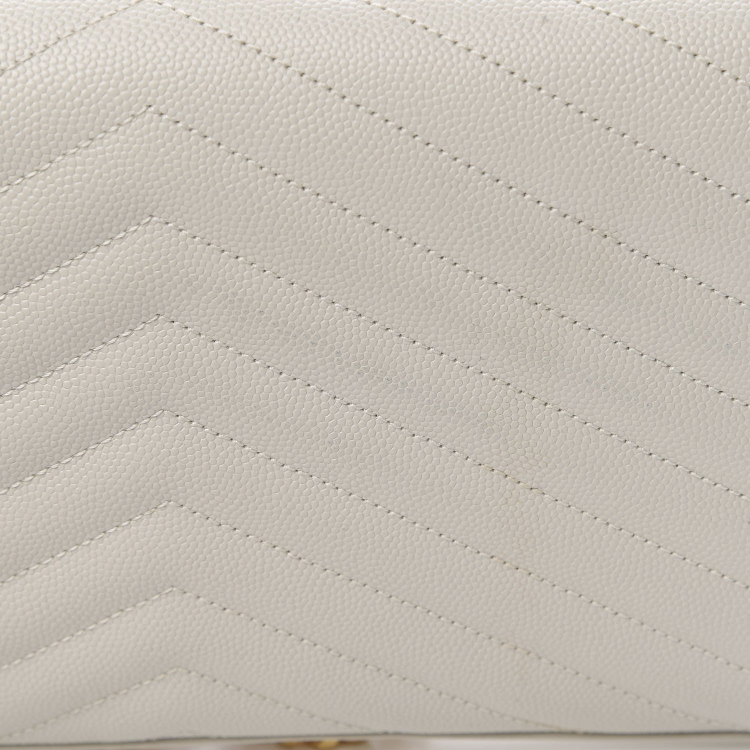 Saint Laurent Grain De Poudre Matelasse Chevron Monogram Chain Wallet Crema Soft 12 of 12