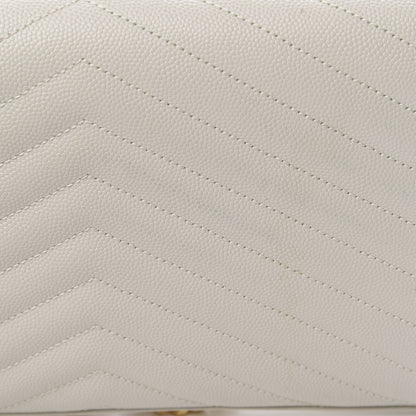 Saint Laurent Grain De Poudre Matelasse Chevron Monogram Chain Wallet Crema Soft 12 of 12