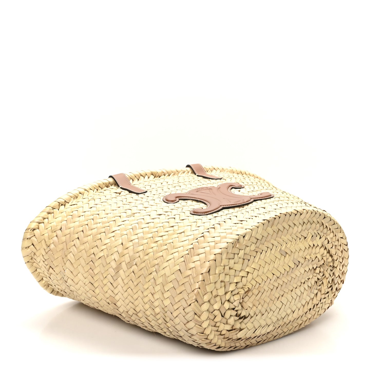 Raffia Calfskin Triomphe Medium Panier Tan