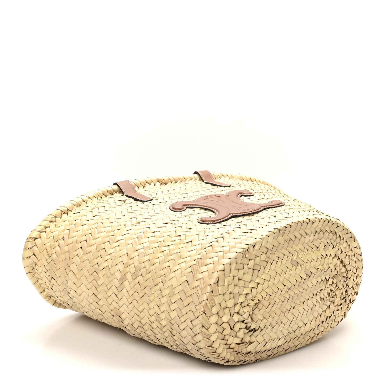 Celine Raffia Calfskin Triomphe Medium Panier Tan 4 of 9