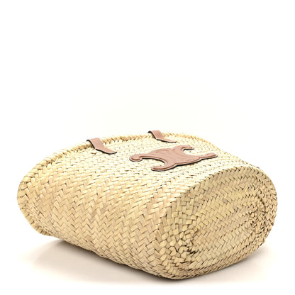 Celine Raffia Calfskin Triomphe Medium Panier Tan 4 of 9
