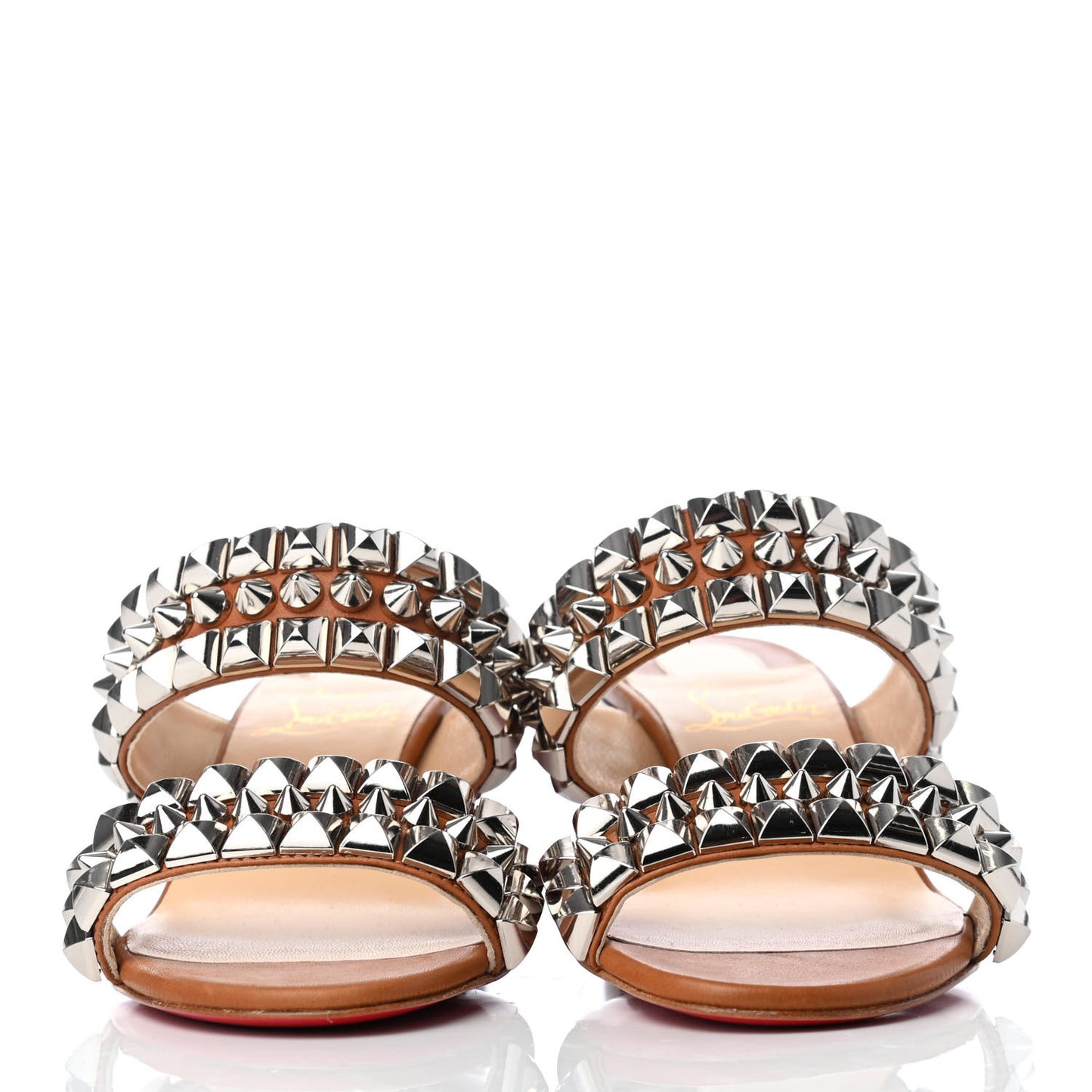 Calfskin Studded Tina Goes Mad 55 Slide Sandals 35 Cuoio