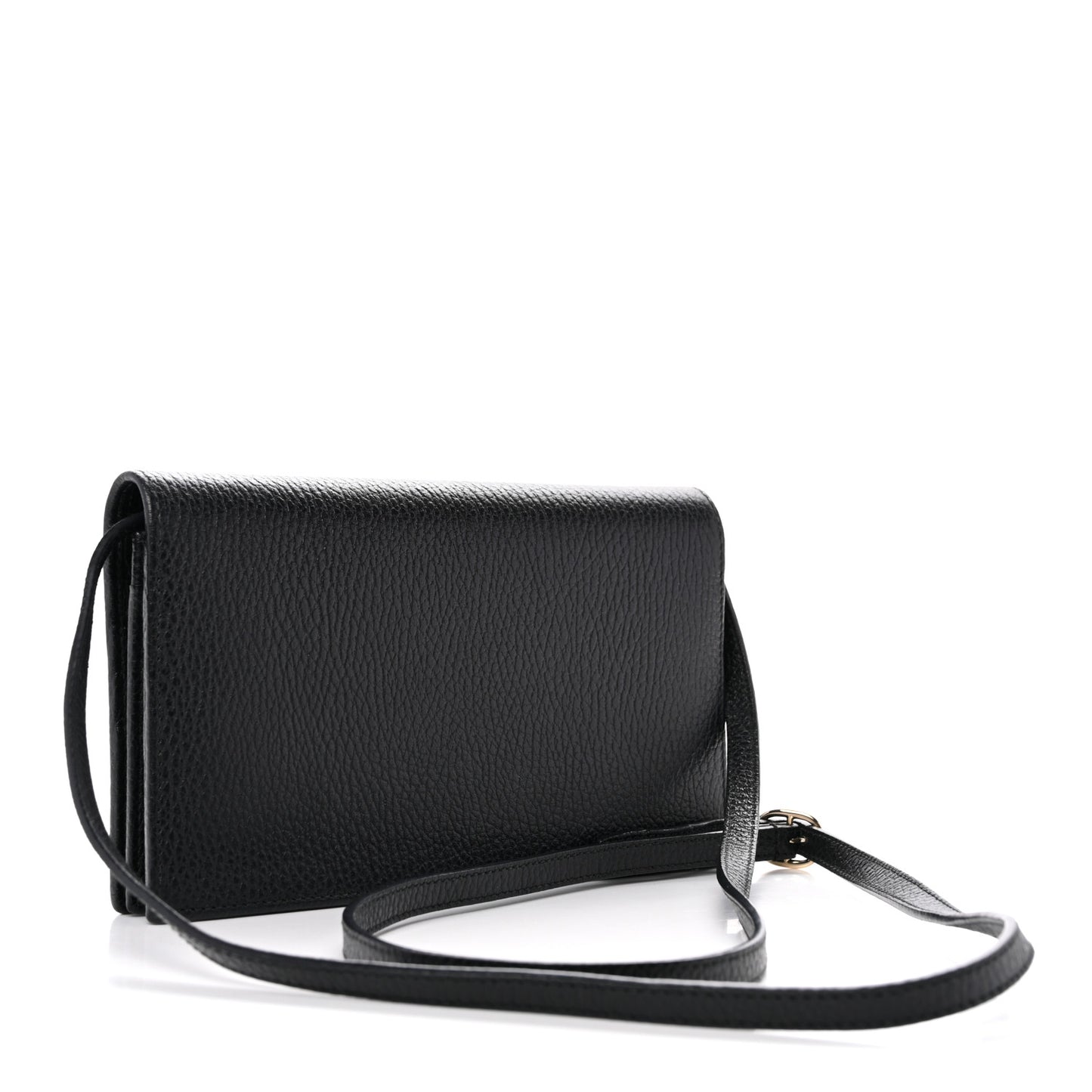 Dollar Calfskin Mini Swing Wallet Bag Black
