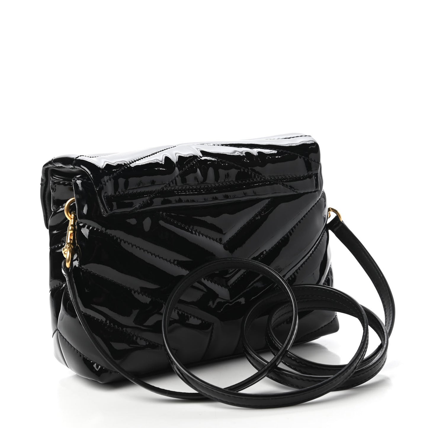 Patent Y Quilted Monogram Toy Loulou Crossbody Bag Black