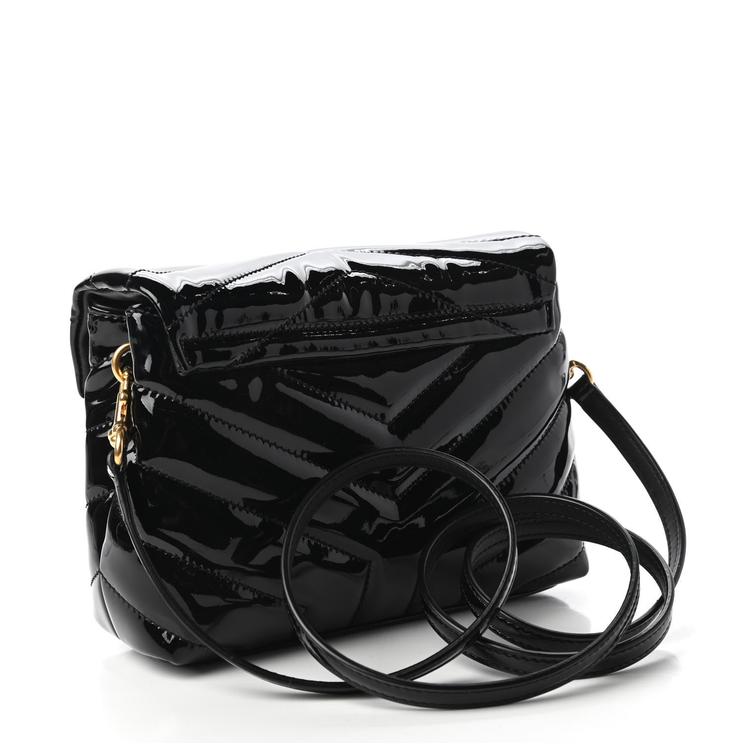 Saint Laurent Patent Y Quilted Monogram Toy Loulou Crossbody Bag Black 3 of 11