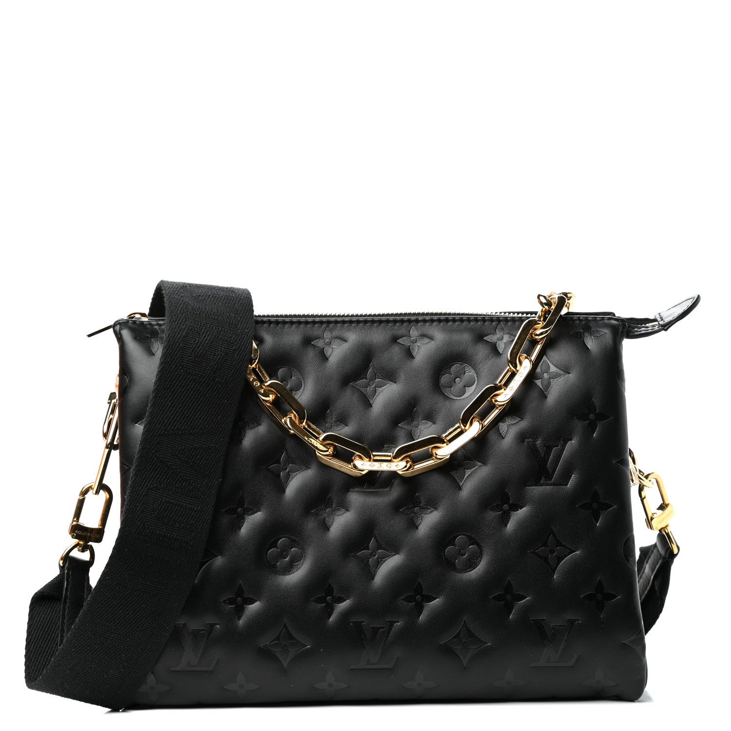 Louis Vuitton Lambskin Embossed Monogram Coussin PM Black 1 of 10