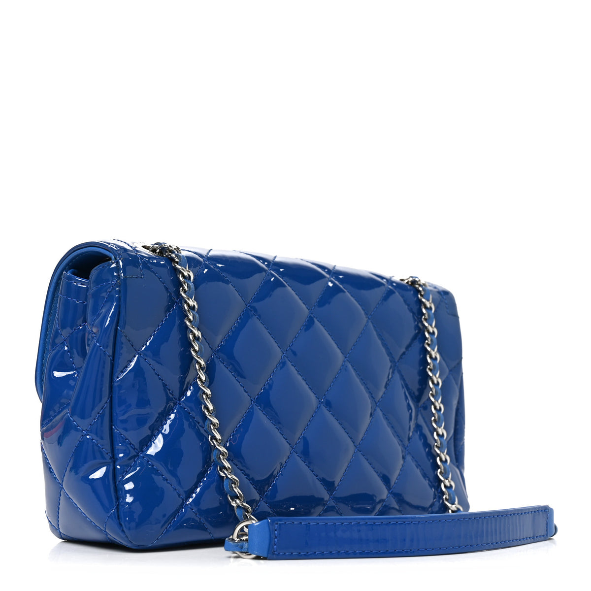 Chanel Patent Quilted Small Coco Shine Flap Blue 3 of 10