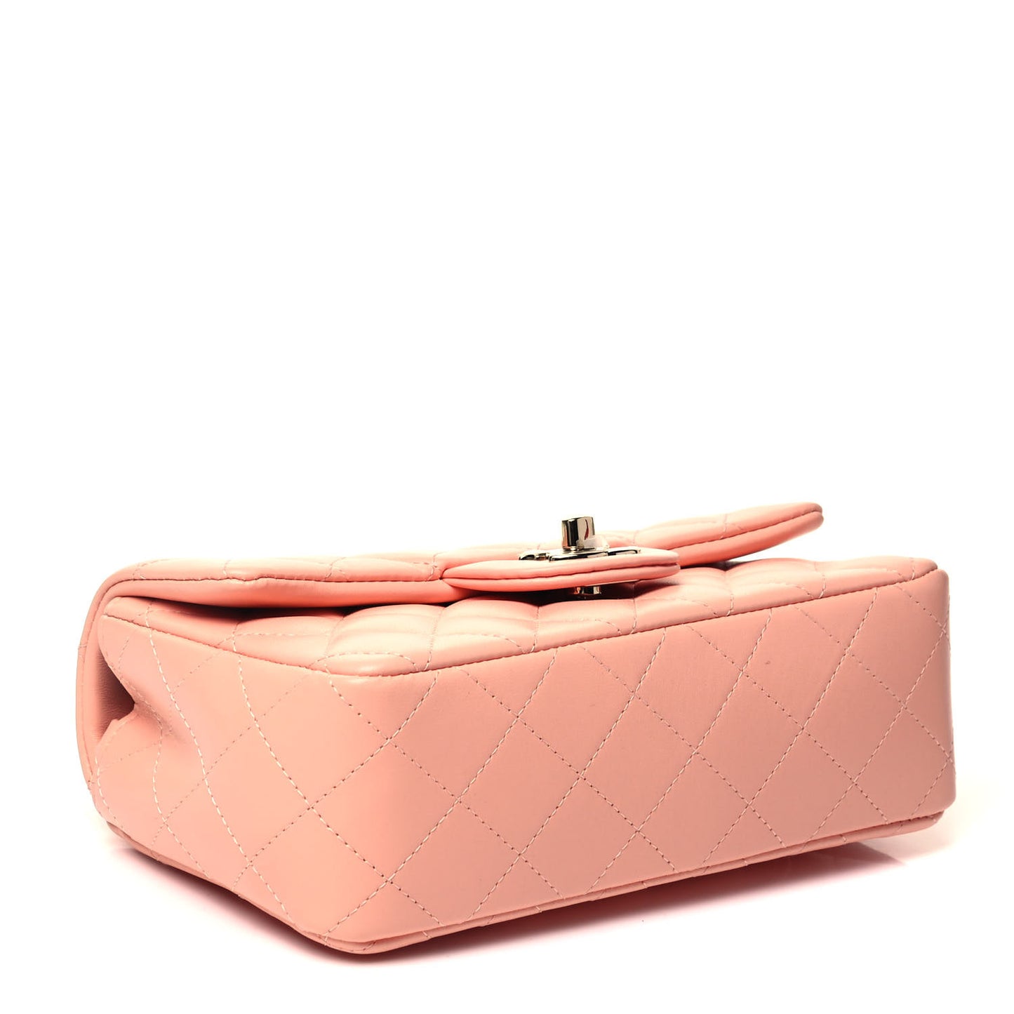 Lambskin Quilted Mini Rectangular Flap Light Orange