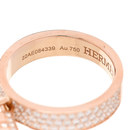 Hermes 18K Rose Gold Diamond MM Kelly Clochette Ring 49 5 4 of 6
