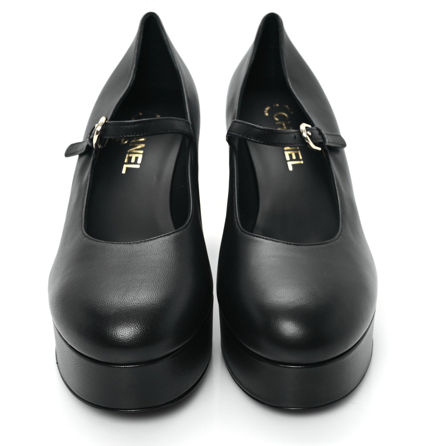 Lambskin Mary Jane Platform Pumps 41 Black