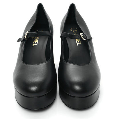Chanel Lambskin Mary Jane Platform Pumps 41 Black 3 of 10