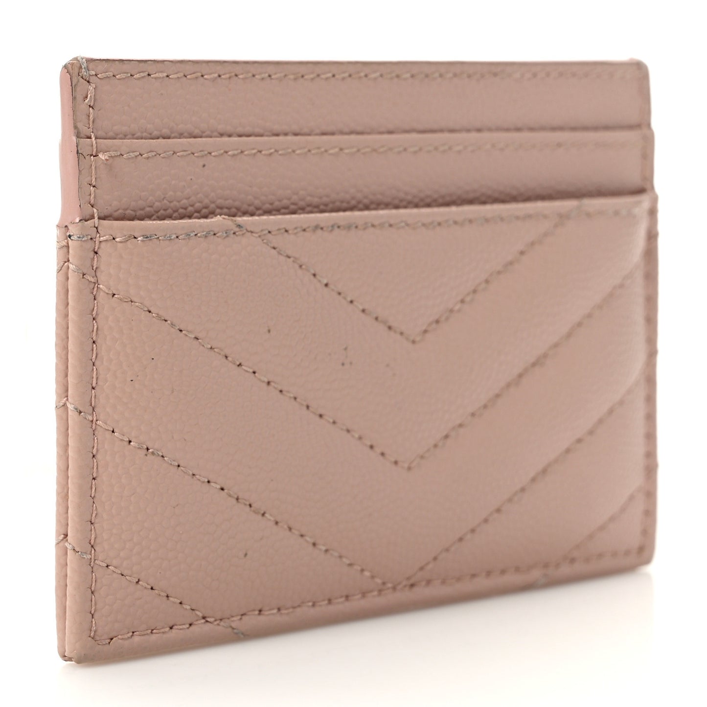 Grain De Poudre Matelasse Chevron Monogram Credit Card Case Pale Pink
