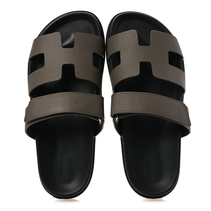 Hermes Epsom Womens Chypre Sandals 39 Etoupe 2 of 12