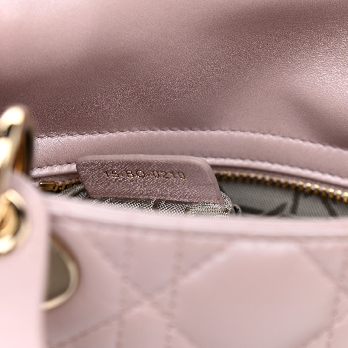 Metallic Lambskin Cannage Mini Lady Dior Lotus