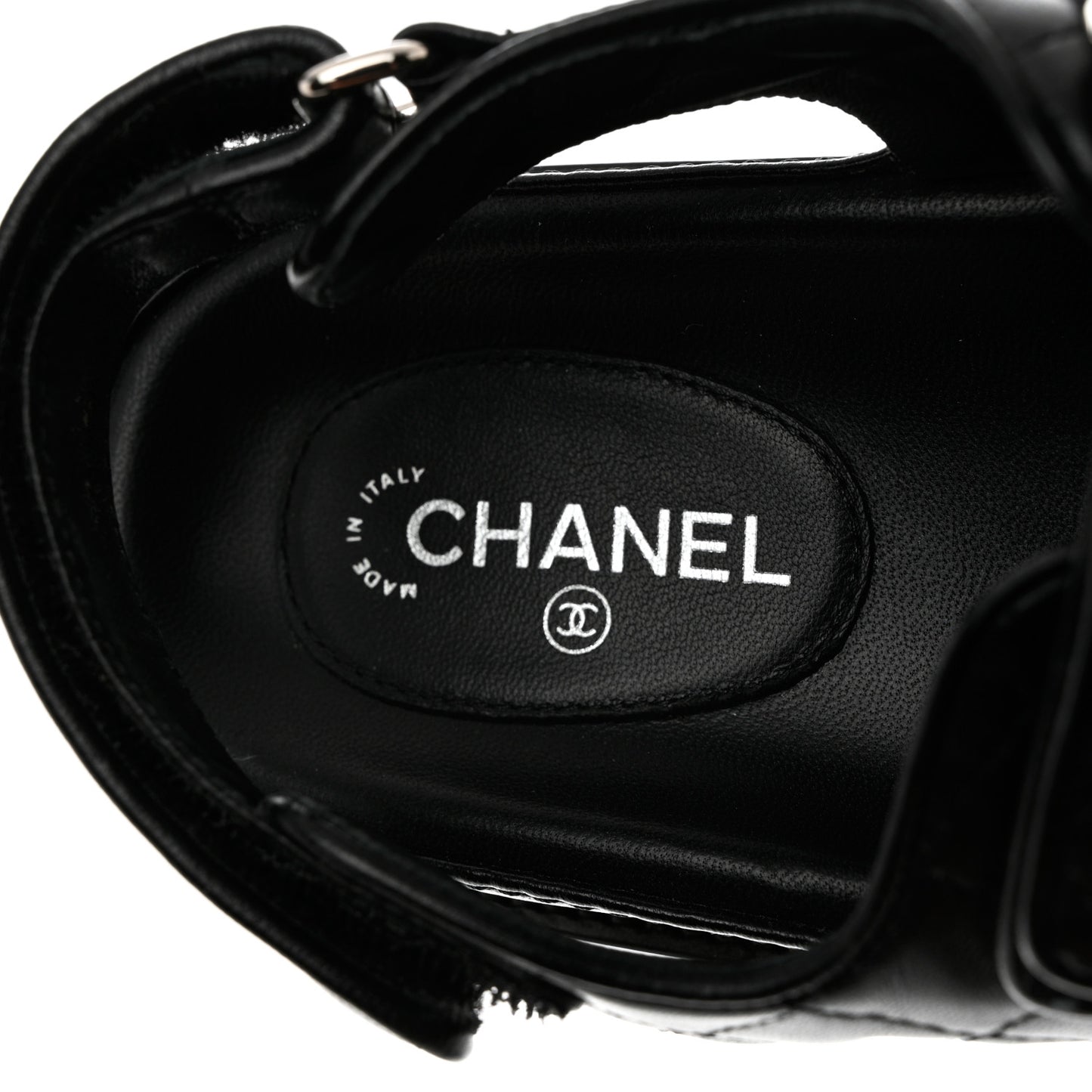Lambskin Quilted Velcro Dad Sandals 37 So Black