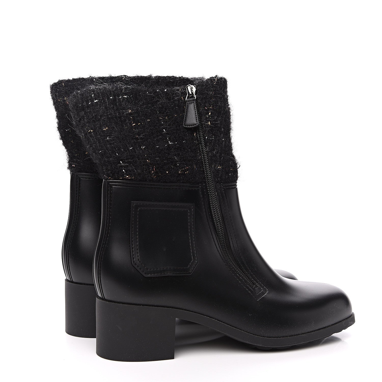 Chanel PVC Tweed High Boots 41 Black 4 of 10