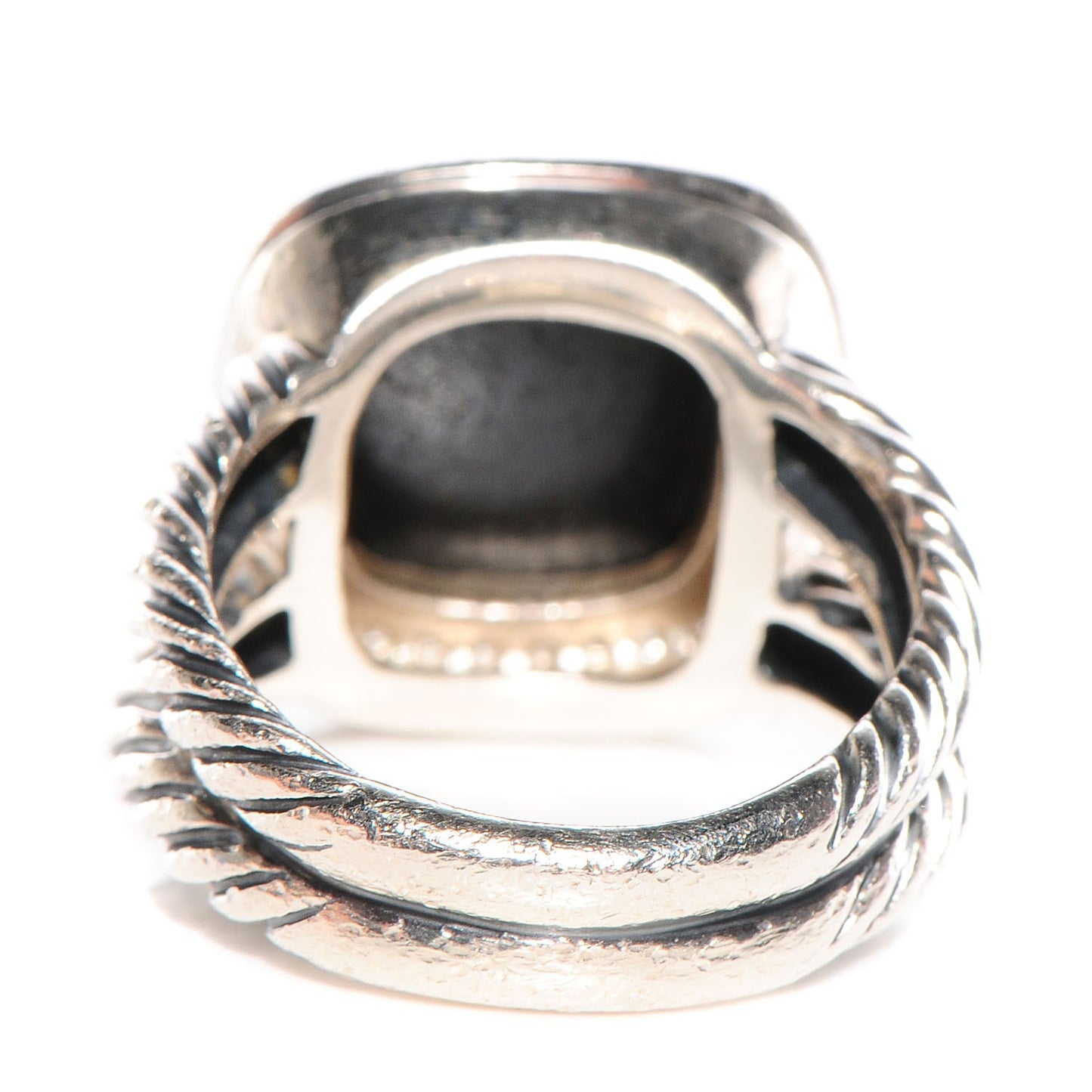Sterling Silver Diamond Black Onyx 11mm Albion Ring 52 6