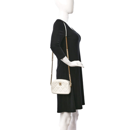 Chanel Shiny Caviar Quilted Chain Melody Camera Bag White 2 of 10