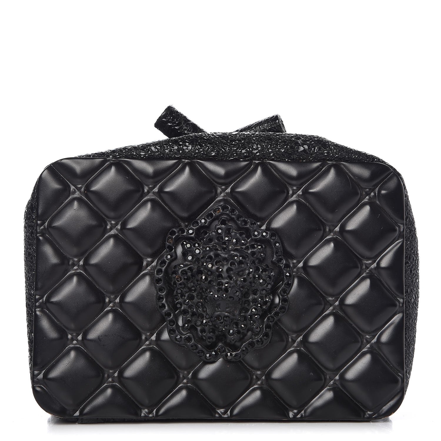 Chanel Cracked Calfskin Quilted Crystal Lion Clutch Black 1 of 9