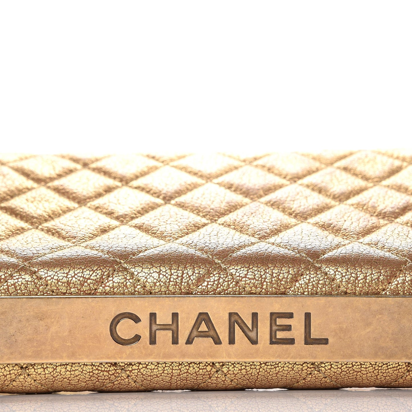 Metallic Goatskin Quilted Rita Flap Gold