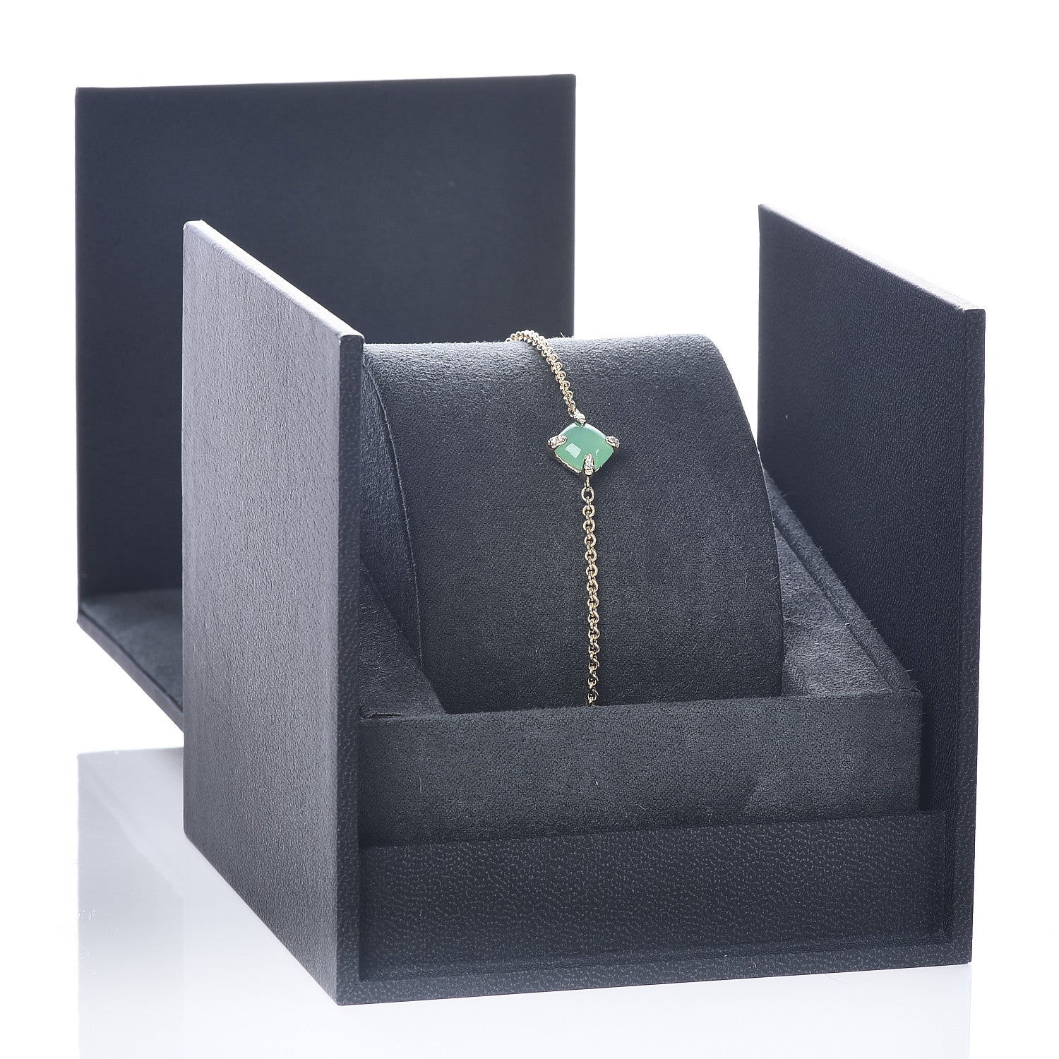 David Yurman 18K Yellow Gold Diamond Chrysoprase 8mm Chatelaine Bracelet 6 of 6