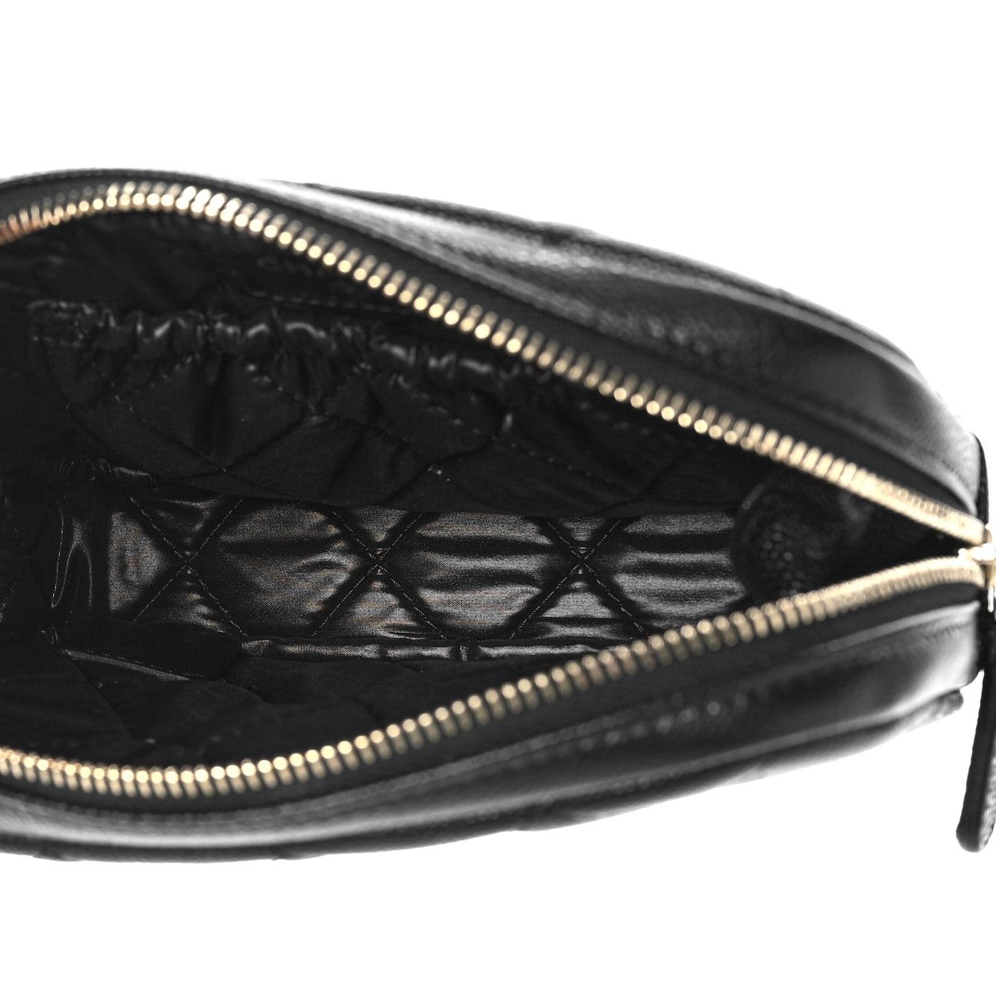 Caviar Quilted Small Curvy Pouch Cosmetic Case Black