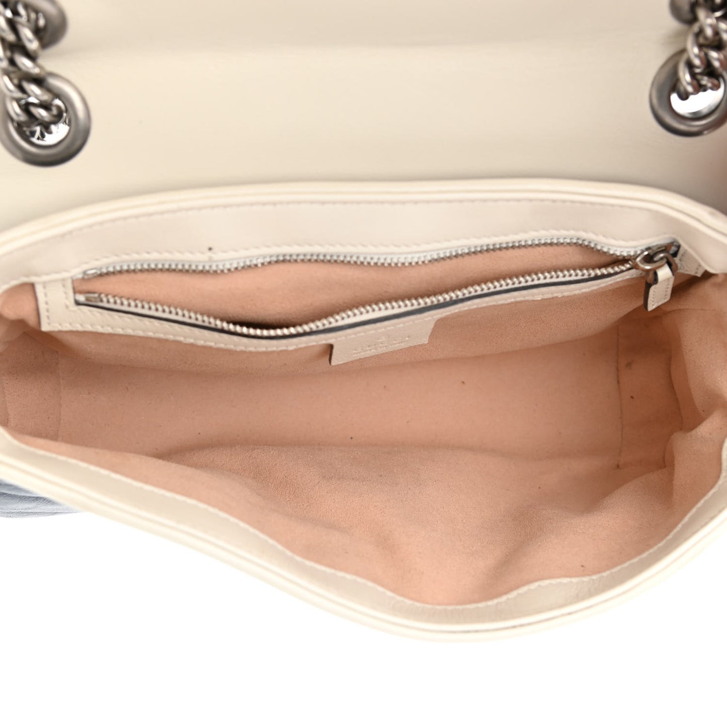 Vintage Effect Calfskin Matelasse Diagonal Small Torchon GG Marmont Shoulder Bag Blue Agata Mystic White
