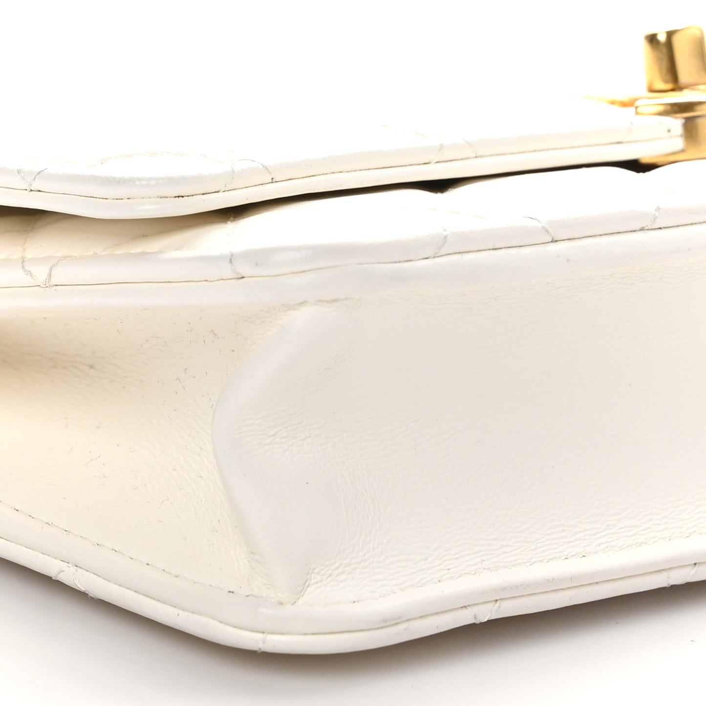 Lambskin Quilted Logo WOC Wallet On Chain White
