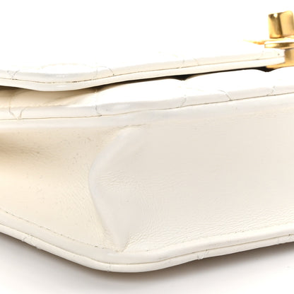 Chanel Lambskin Quilted Logo WOC Wallet On Chain White 10 of 12