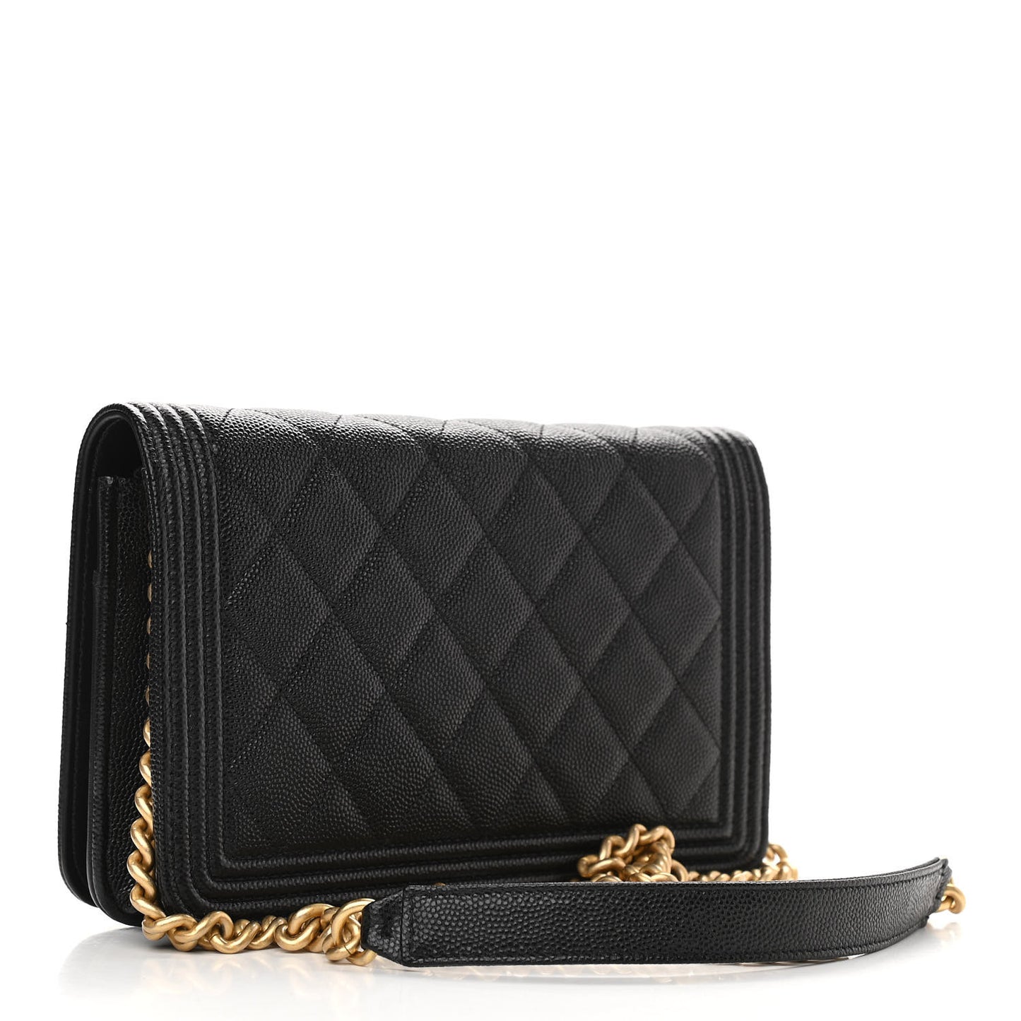 Caviar Quilted Boy Wallet On Chain WOC Black