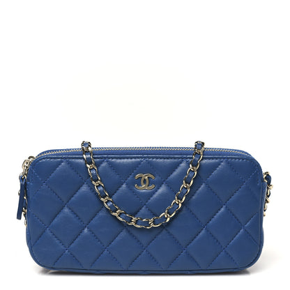 Chanel Lambskin Quilted Small Clutch With Chain Blue 1 of 11