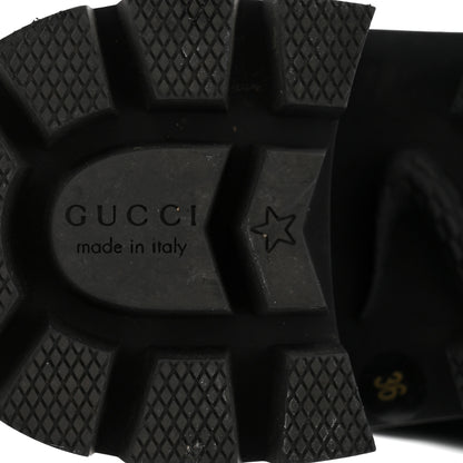 Gucci Calfskin Sylvie Web Womens Lace Up Combat Boots 36 Black 8 of 9