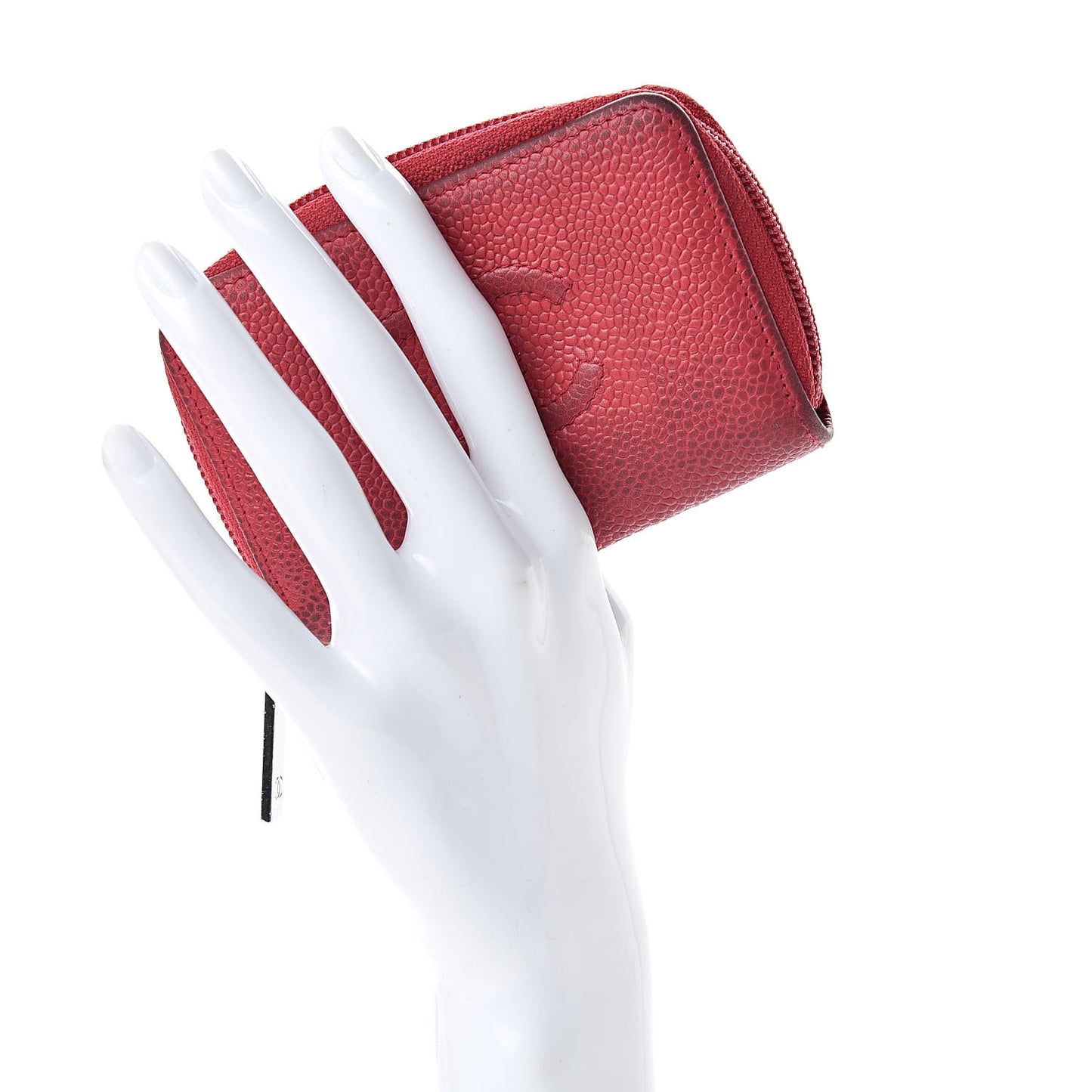 Iridescent Caviar Timeless CC Zip Around Coin Purse Red